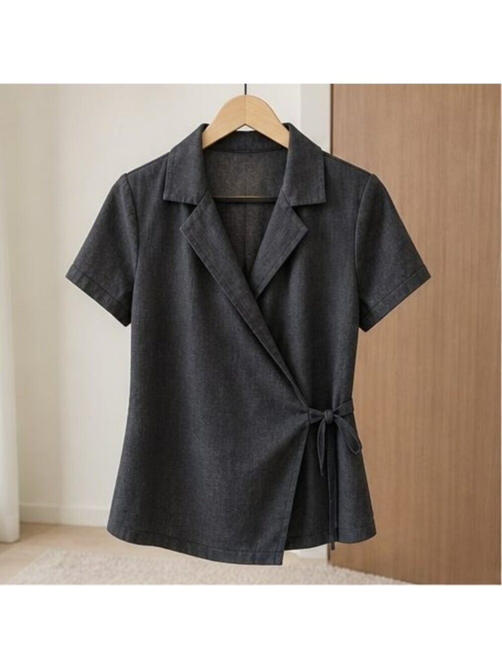Charcoal Ruffle Blouse